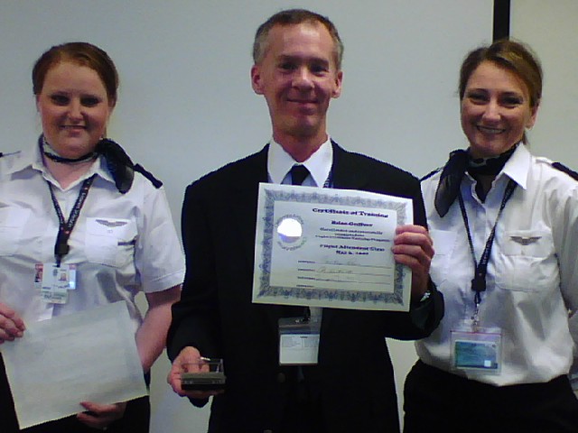 Me Receiving An Award For Earning A 100% Score On Our Initial Flight Attendant Final Exam